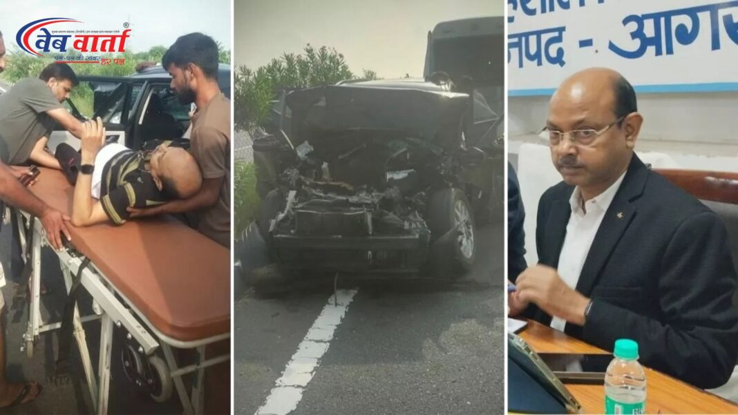 आगरा-लखनऊ एक्सप्रेसवे पर हुए एक सड़क हादसे में आगरा के अपर नगर मजिस्ट्रेट राजेश जायसवाल की मौत हो गई। उनकी कार एक रोडवेज बस से टकरा गई थी।