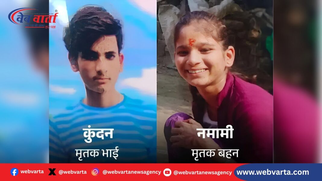 शाहजहांपुर कंबाइन हादसा : मृतक कुंदन और नमामि मिश्रा, भाई बहन की तस्वीर