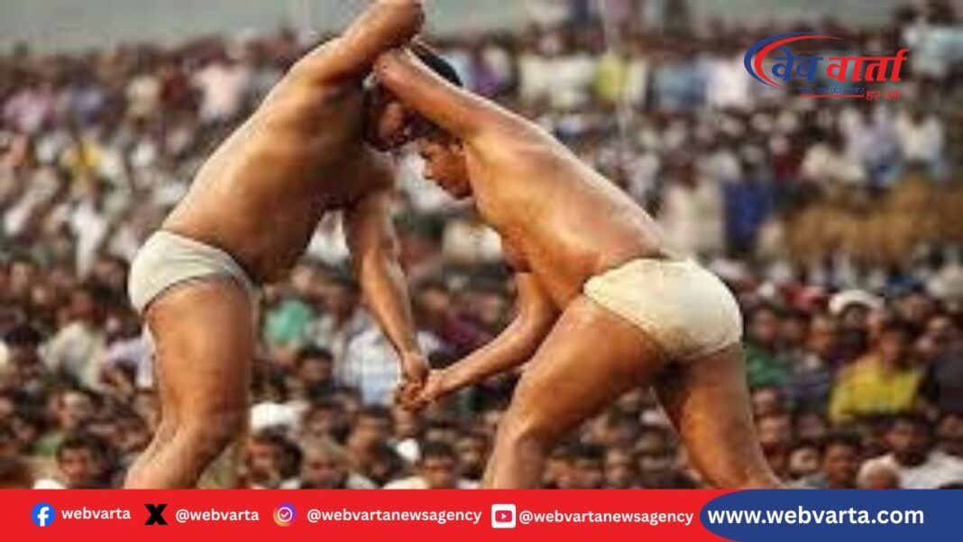 मौनी अमावस्या मेले में आयोजित भव्य राम-राम कुश्ती महादंगल का दृश्य