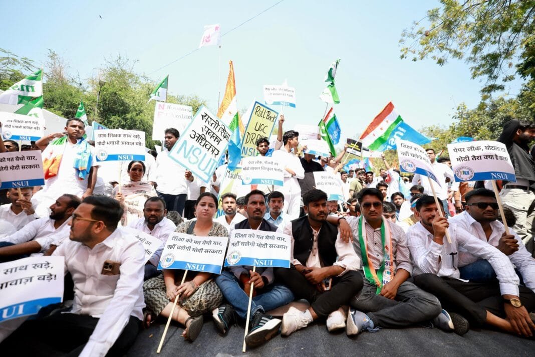 Student organizations associated with 'India' protest against National Education Policy and UGC
