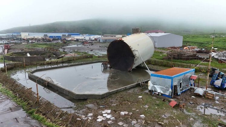 Flooding in the town of Severo Kurilsk located on Russias Kuril islands