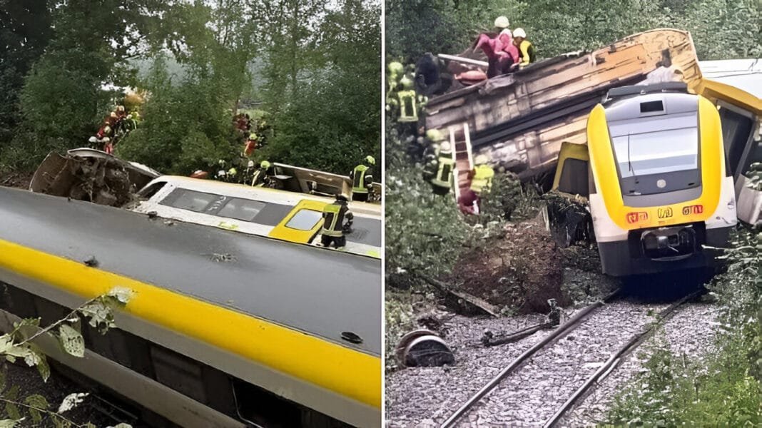 जर्मनी में ट्रेन दुर्घटना: पटरियों से उतरे डिब्बे, तीन की मौत, कई घायल