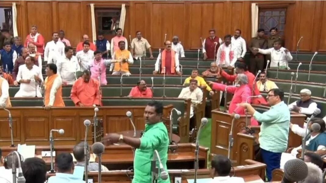 On the second day of Bihar assembly session, opposition MLAs created ruckus