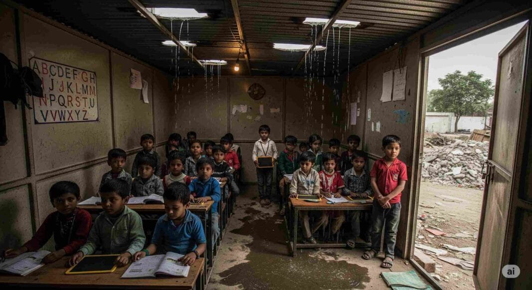 संगम विहार के पोर्टा केबिन स्कूल में बच्चे (प्रतीकात्मक चित्र, साभार - जैमिनी)