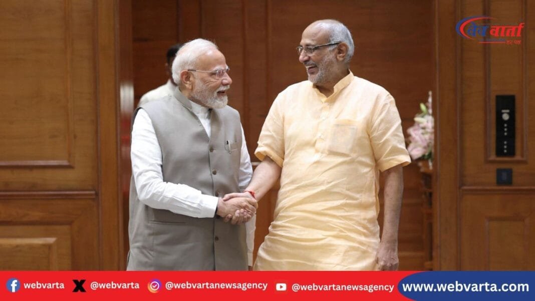 भारत के नए उपराष्ट्रपति सी.पी. राधाकृष्णन का चुनाव जीतने के बाद का चित्र