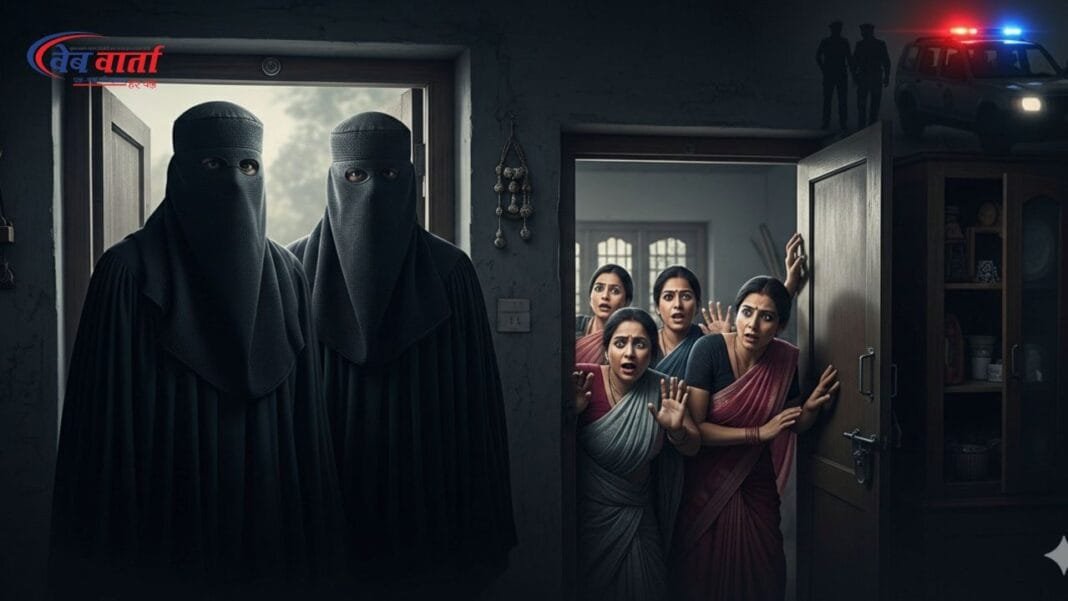 बलरामपुर के पचपेड़वा में बहुती गांव में डकैती की घटना के बाद पुलिस जांच