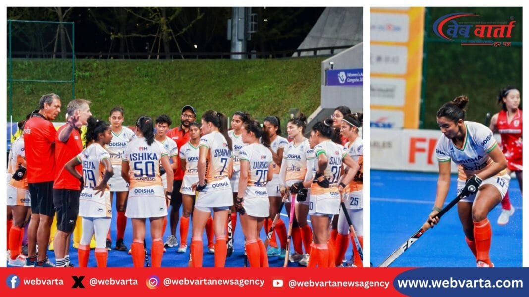 womens-asia-cup-2025-india-vs-japan-draw महिला एशिया कप 2025: भारतीय महिला हॉकी टीम जापान के खिलाफ एशिया कप 2025 में गोल का जश्न मनाते हुए