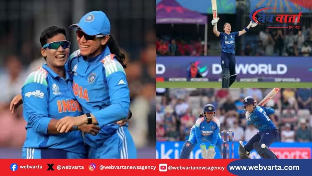 हेदर नाइट शतक दीप्ति शर्मा 4 विकेट भारत vs इंग्लैंड महिला वर्ल्ड कप