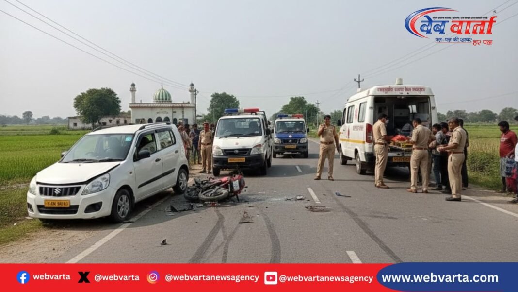 Deoria Kasaya Road Accident Bike Rider Death देवरिया कसया मार्ग पर सड़क दुर्घटना में बाइक सवार की मौत