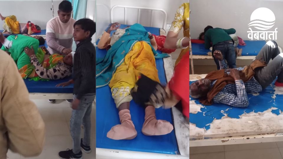 हरदोई में सामूहिक विवाह जा रहे परिवार की पिकअप दुर्घटना का दृश्य