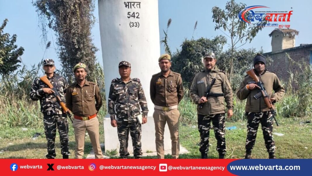 भारत नेपाल सीमा पर मोहाना पुलिस और एसएसबी की संयुक्त गश्त