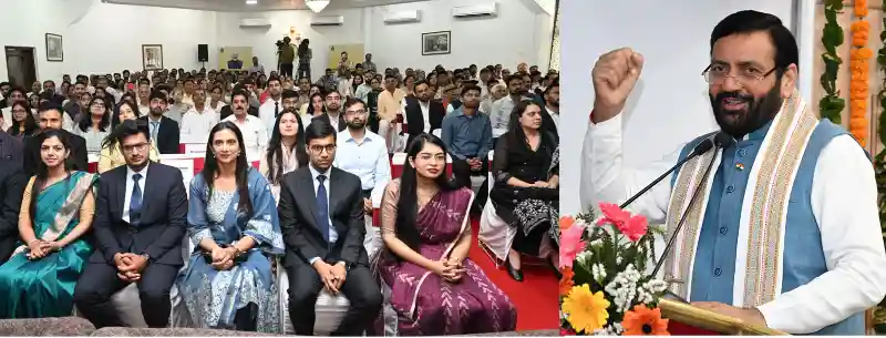 मुख्यमंत्री नायब सिंह सैनी द्वारा यूपीएससी प्री परीक्षा पास युवाओं के सम्मान समारोह में संबोधन देते हुए