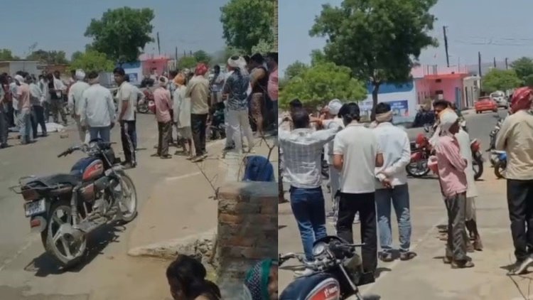 टीकमगढ़ में सड़क हादसे में शिक्षक की मौत: आक्रोशित ग्रामीणों ने किया चक्का जाम; रोजगार सहायक को भी पीटा