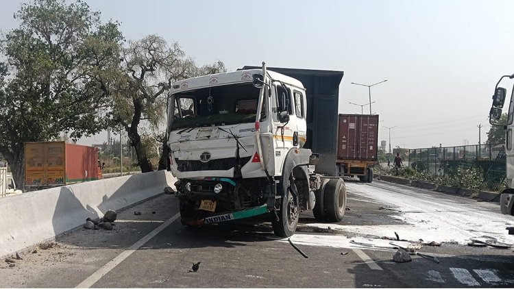 रेवाड़ी में दिल्ली-जयपुर हाईवे पर भीषण सड़क हादसा: तीन वाहन आपस में टकराए, कैंटर चालक गंभीर