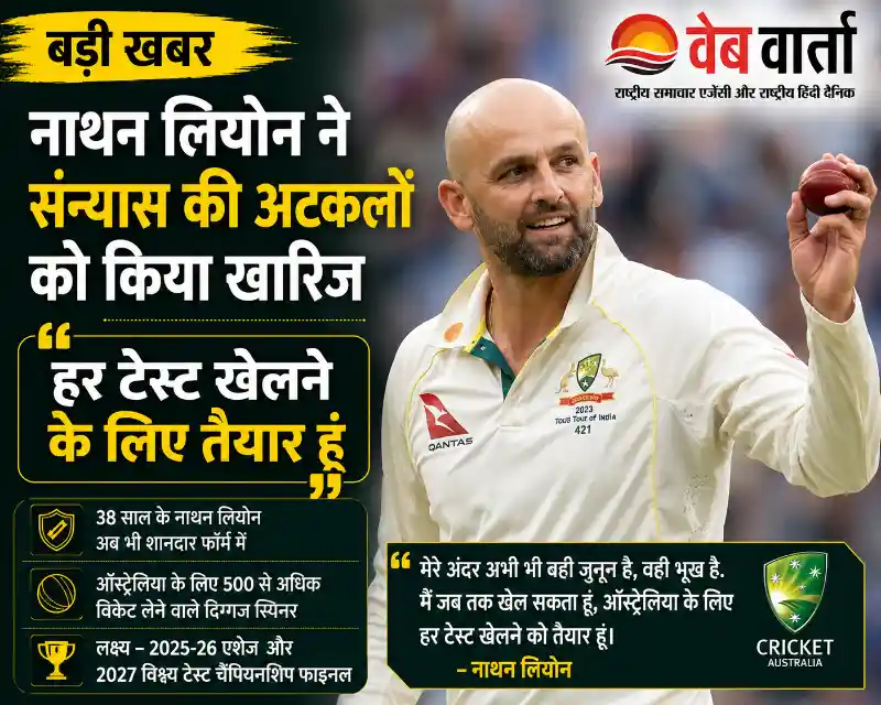 नाथन लियोन ने संन्यास की अटकलों को किया खारिज, बोले- हर टेस्ट खेलने के लिए तैयार हूं