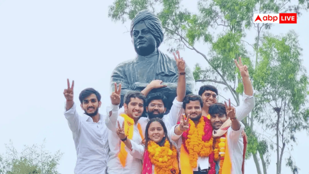 जंतर-मंतर छात्र आंदोलन के बाद ABVP की पहली बड़ी जीत, डीयू छात्रसंघ चुनाव में एबीवीपी की जीत, अध्यक्ष समेत तीन पदों पर कब्जा