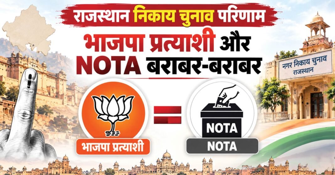 राजस्थान निकाय चुनाव परिणाम: इस सीट पर भाजपा प्रत्याशी को राजस्थान निकाय चुनाव परिणाम: इस सीट पर भाजपा प्रत्याशी को मिले सिर्फ 1 वोट, निर्दलीय प्रत्याशी भी रहा इनसे आगे